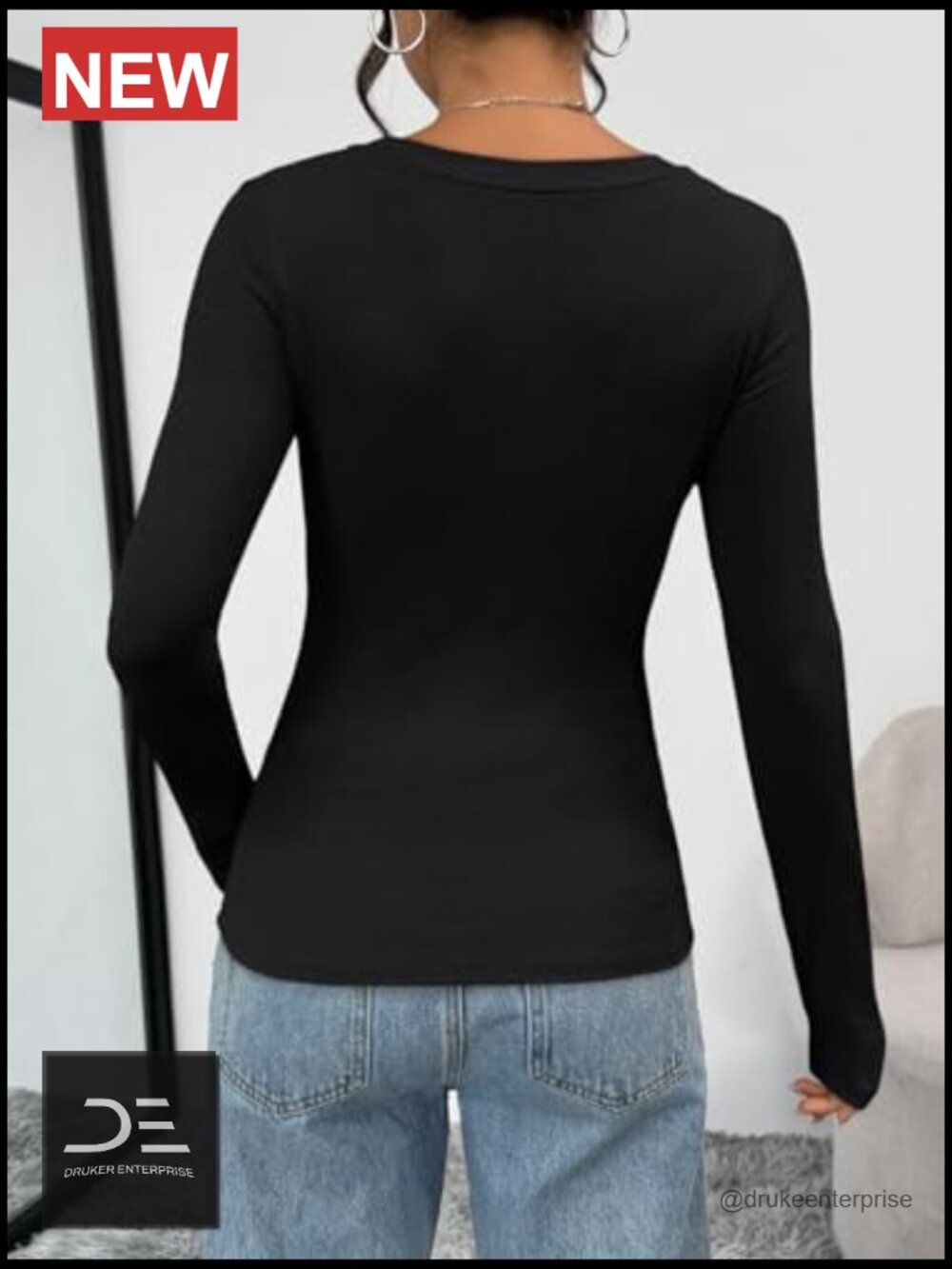 Long Sleeve Crop Top, Slim Fit Bodycon Tee for Going Out - Picture 4 of 6